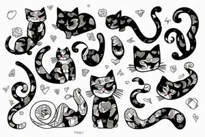 cat playing with ps5 tattoo idea