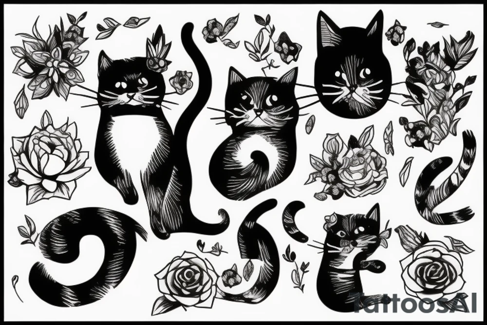 cat playing with ps5 tattoo idea