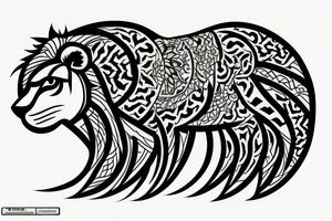 Lion and Sun behind it base on Iranian ancient tattoo idea
