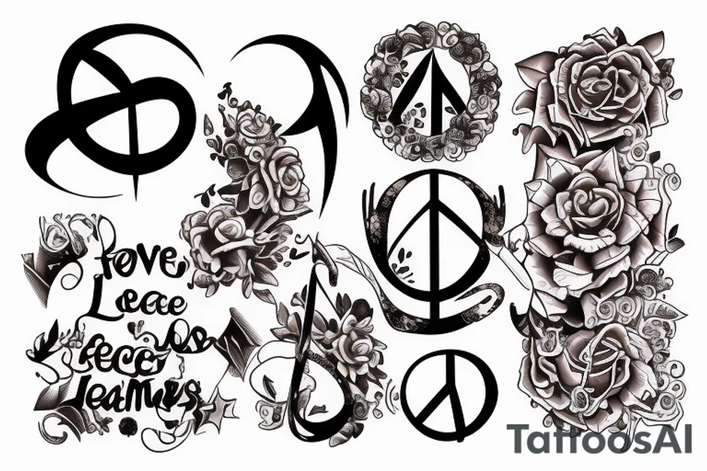 Freedom love peace music tattoo idea