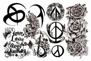 Freedom love peace music tattoo idea
