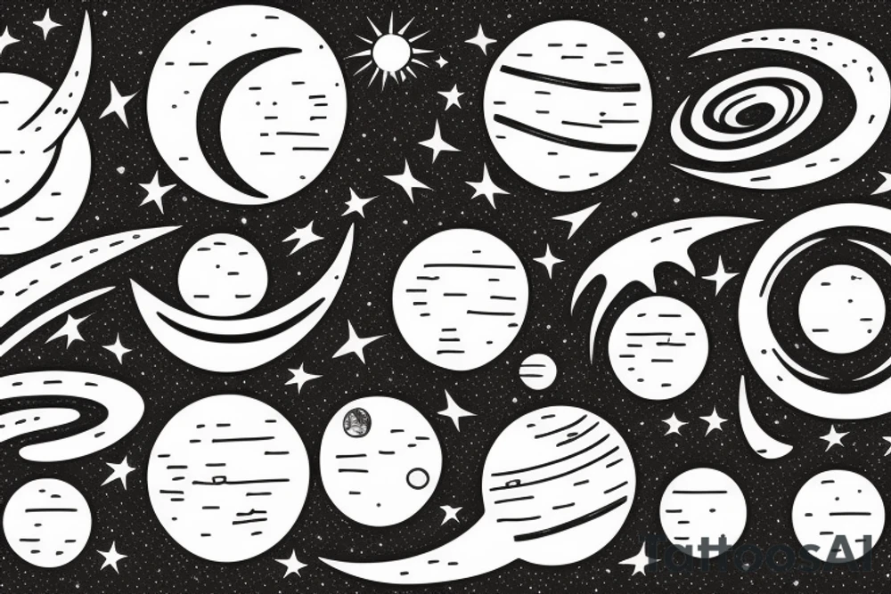 Solar system with moon tattoo idea
