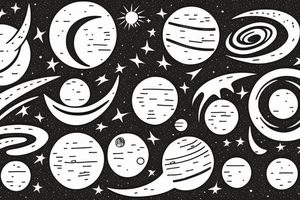 Solar system with moon tattoo idea