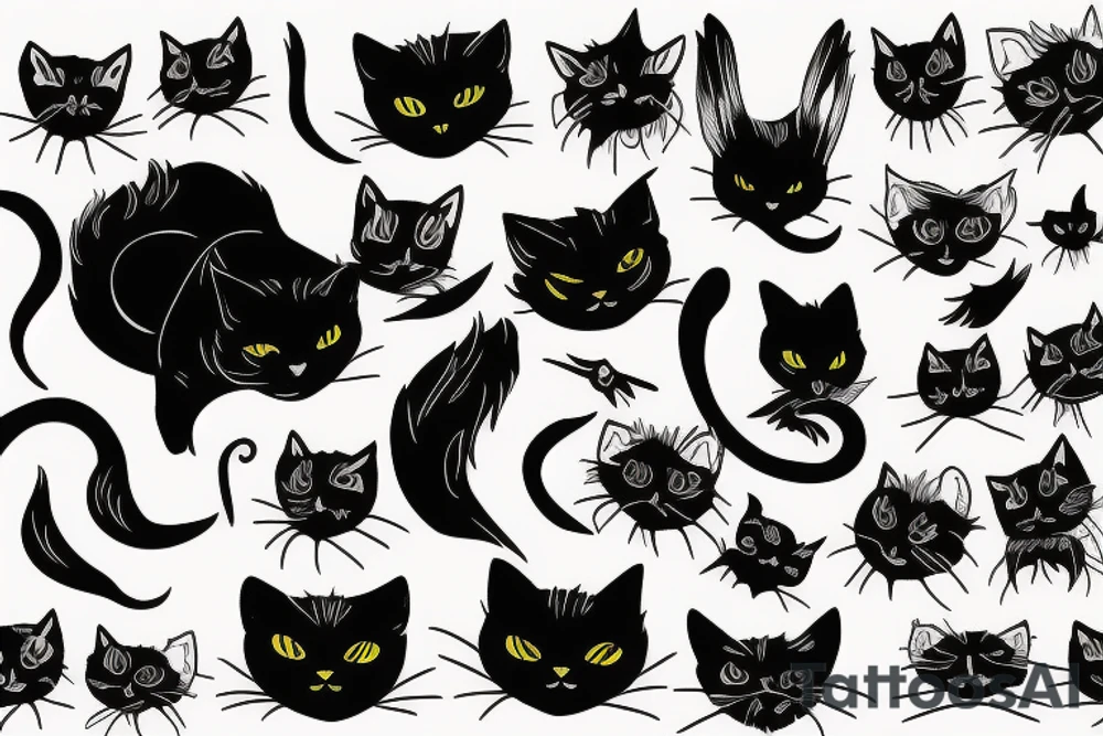 Black cat tattoo idea