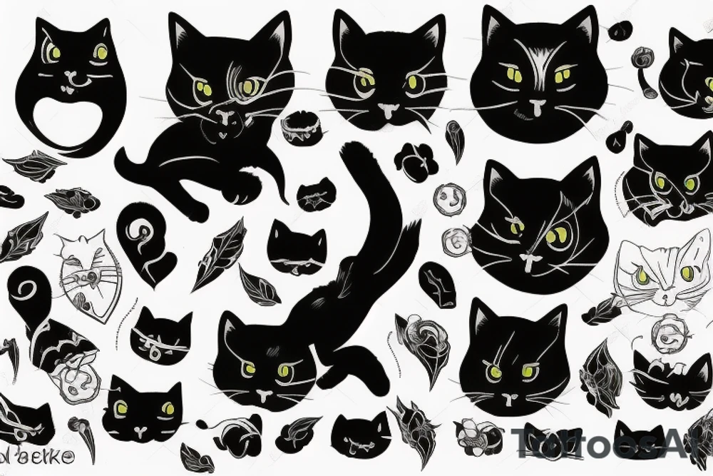 Black cat tattoo idea