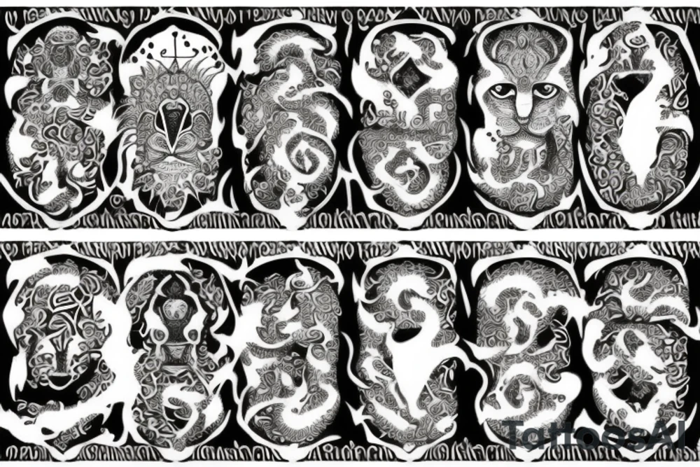 Lion and Sun behind it base on Iranian ancient tattoo idea