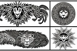 Lion and Sun behind it base on Iranian ancient tattoo idea