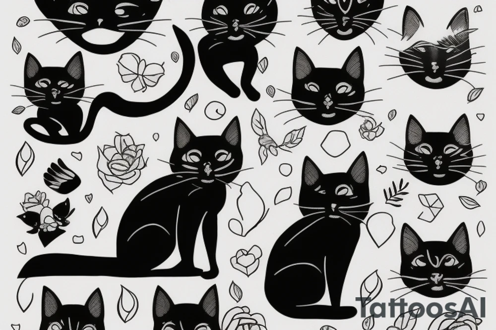 Black cat tattoo idea