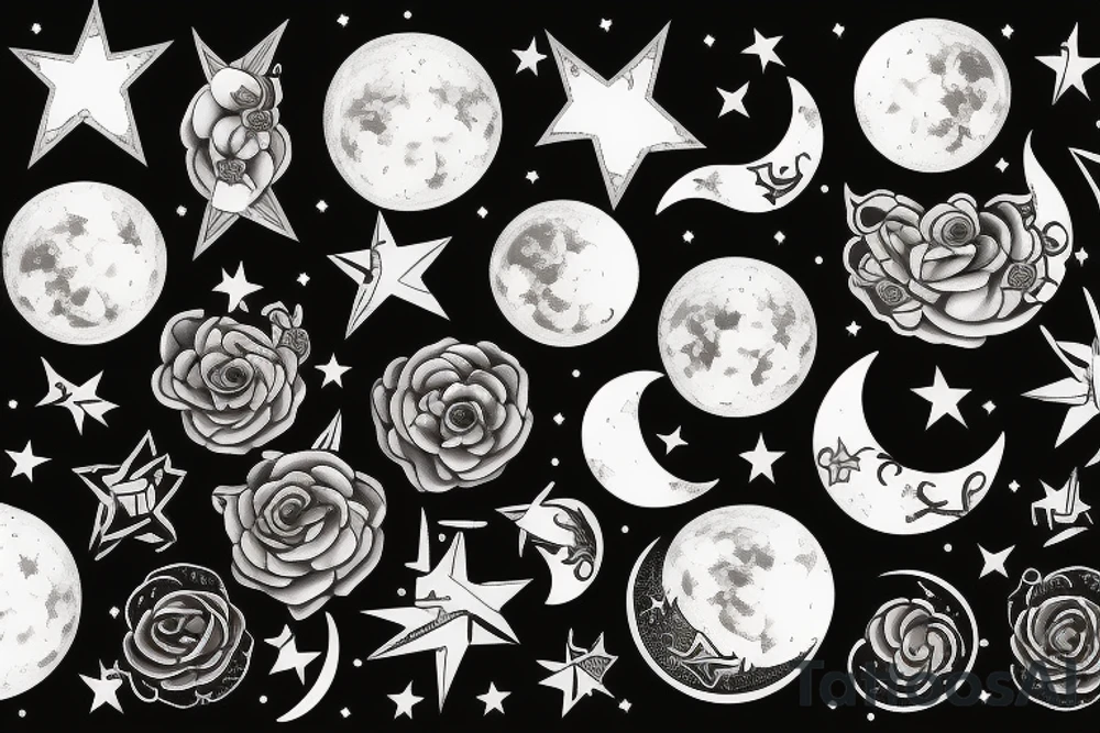 Moon & stars tattoo idea