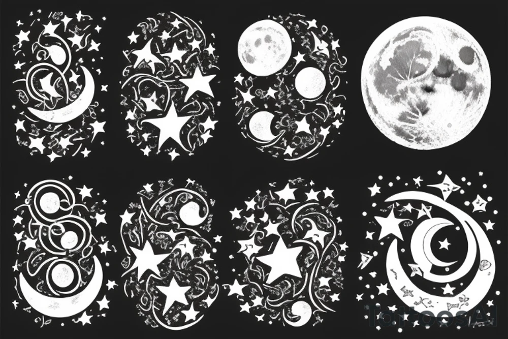 Moon & stars tattoo idea