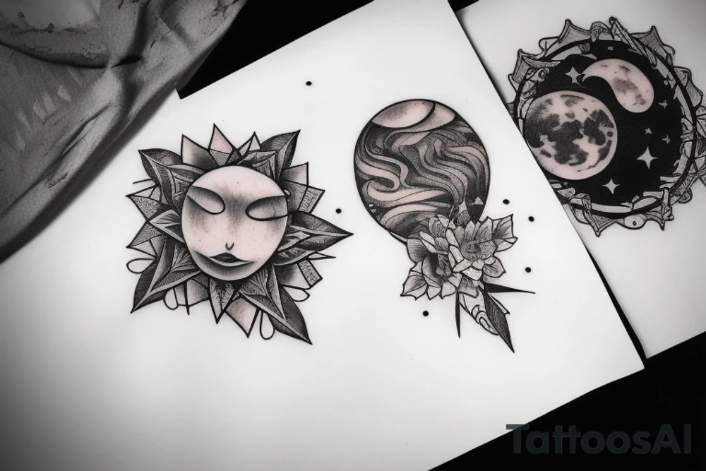 Moon & stars tattoo idea