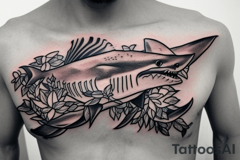 shark chest tattoo idea