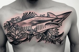 shark chest tattoo idea