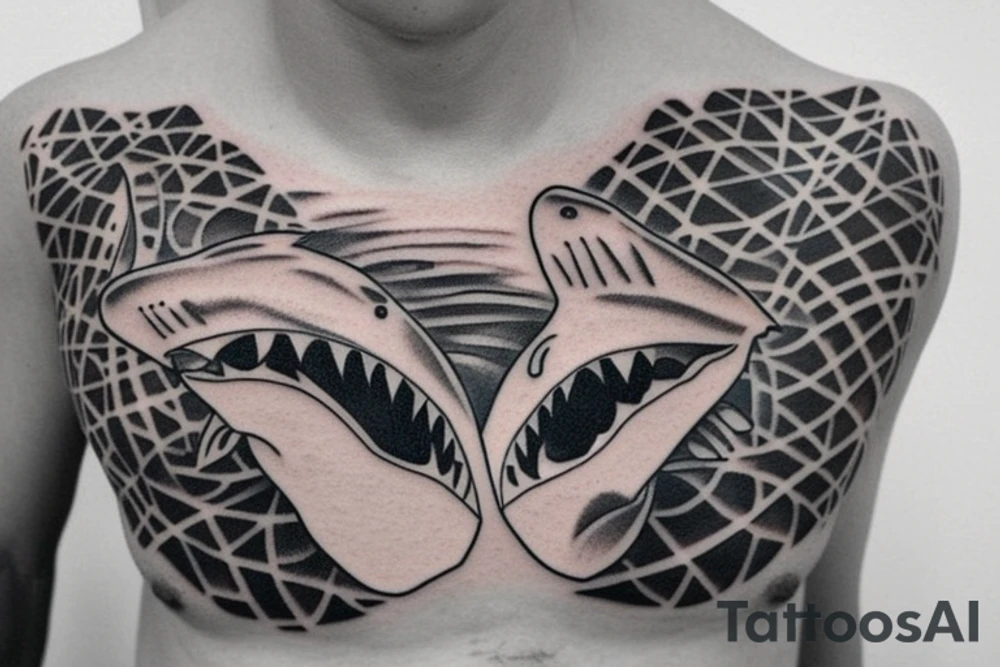 shark chest tattoo idea