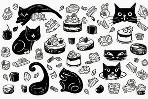 Chunky cat eats cheesecake tattoo idea