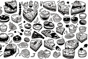 Chunky cat eats cheesecake tattoo idea