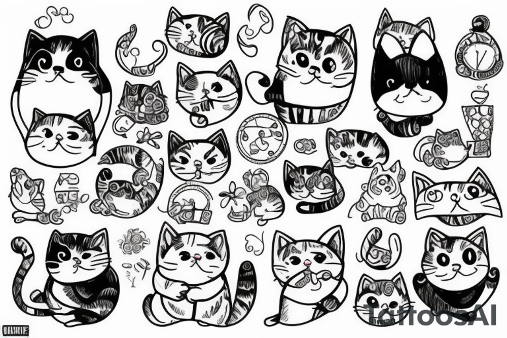 Chunky cute cat tattoo idea