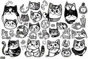Chunky cute cat tattoo idea
