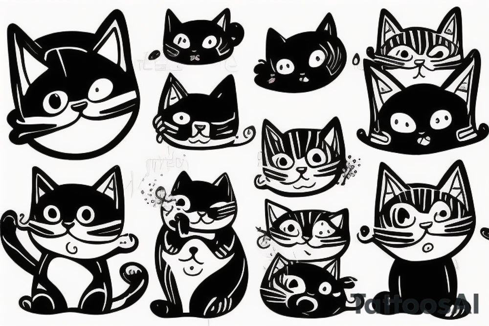 Chunky cute cat tattoo idea