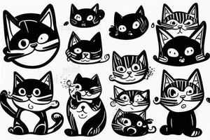 Chunky cute cat tattoo idea