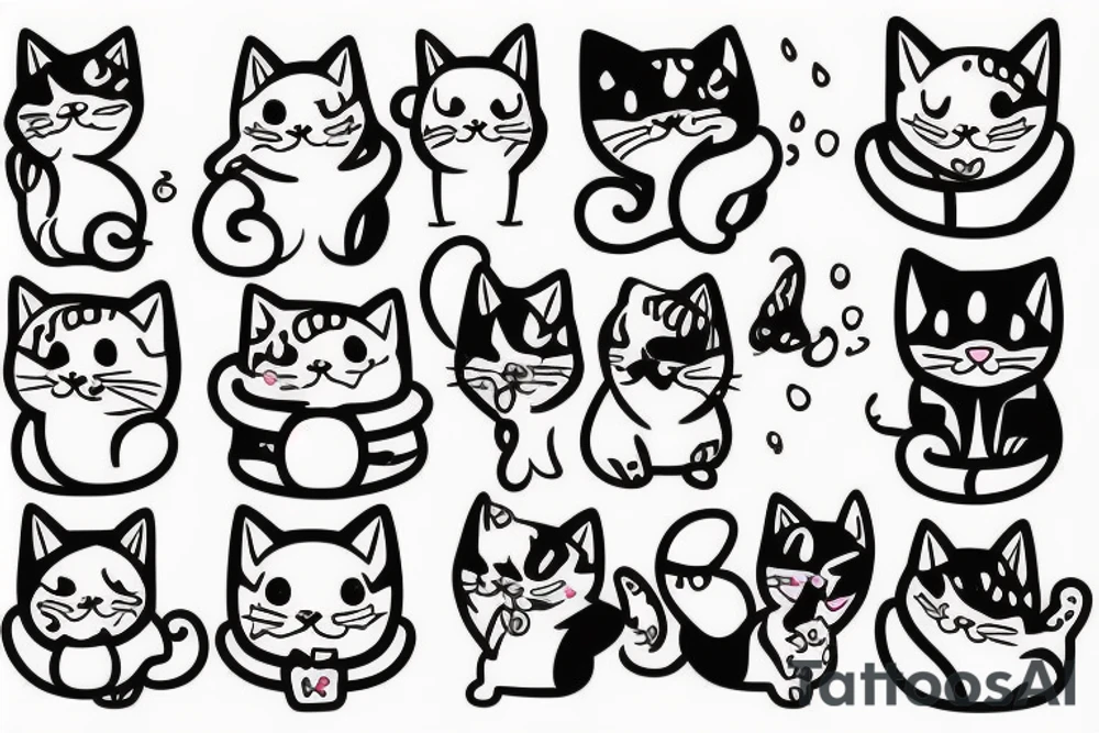 Chunky cute cat tattoo idea