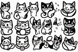 Chunky cute cat tattoo idea