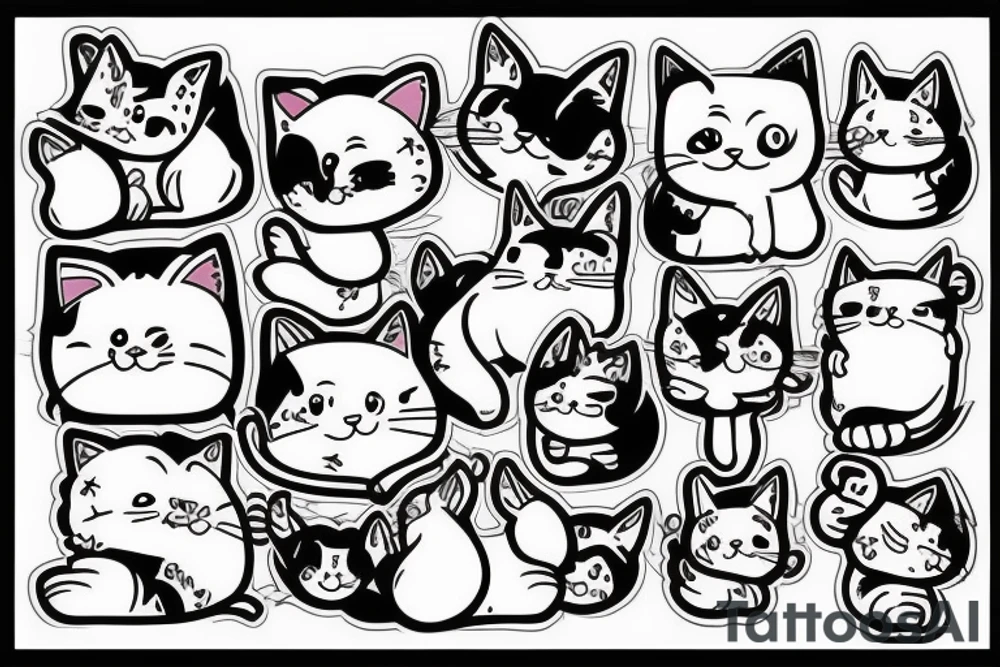 Chunky cute cat tattoo idea