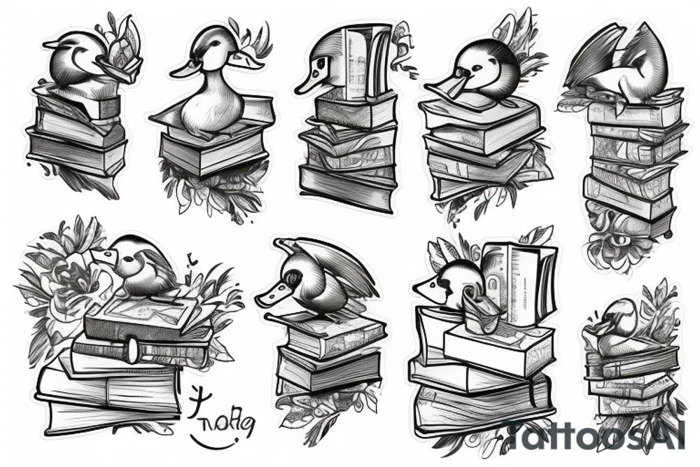 Duck reading a book tattoo idea