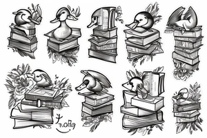 Duck reading a book tattoo idea