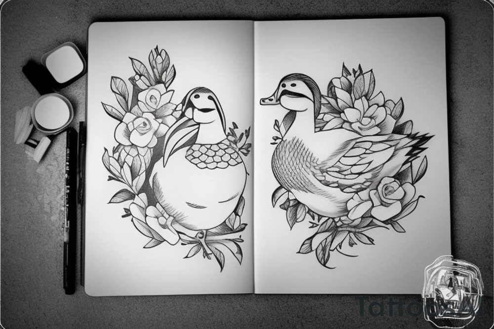 Duck reading a book tattoo idea