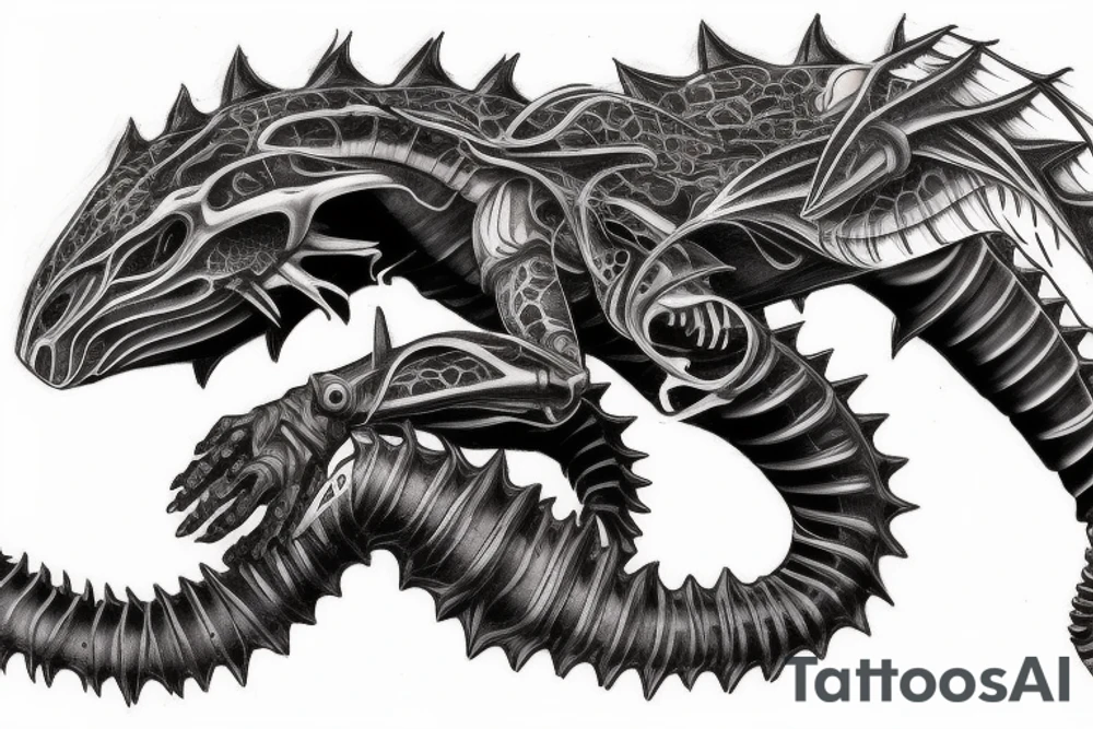 biomechanical gragon tattoo idea