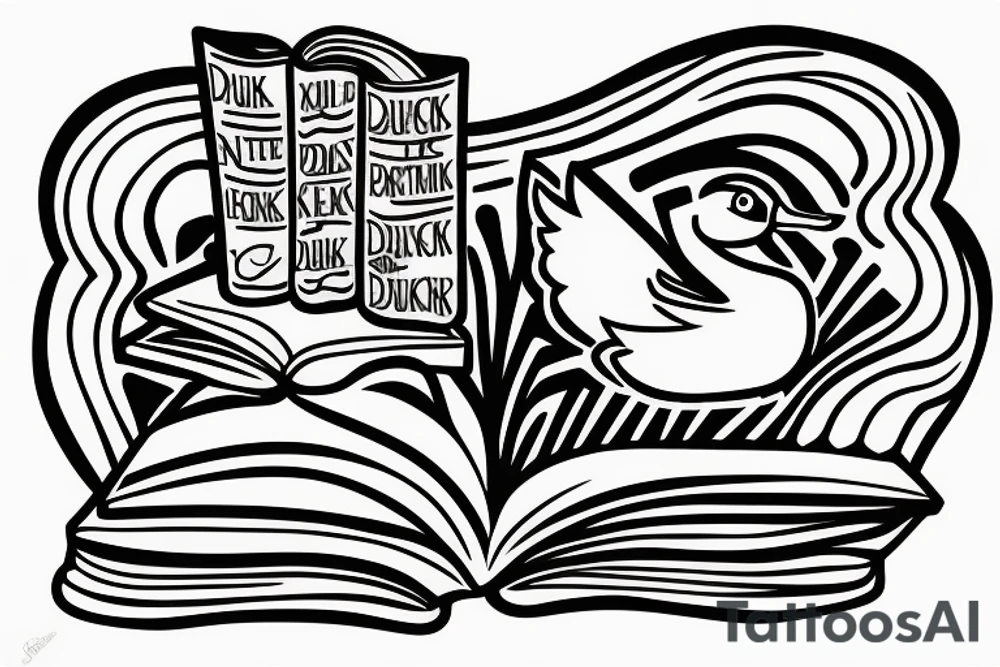 Duck reading a book tattoo idea