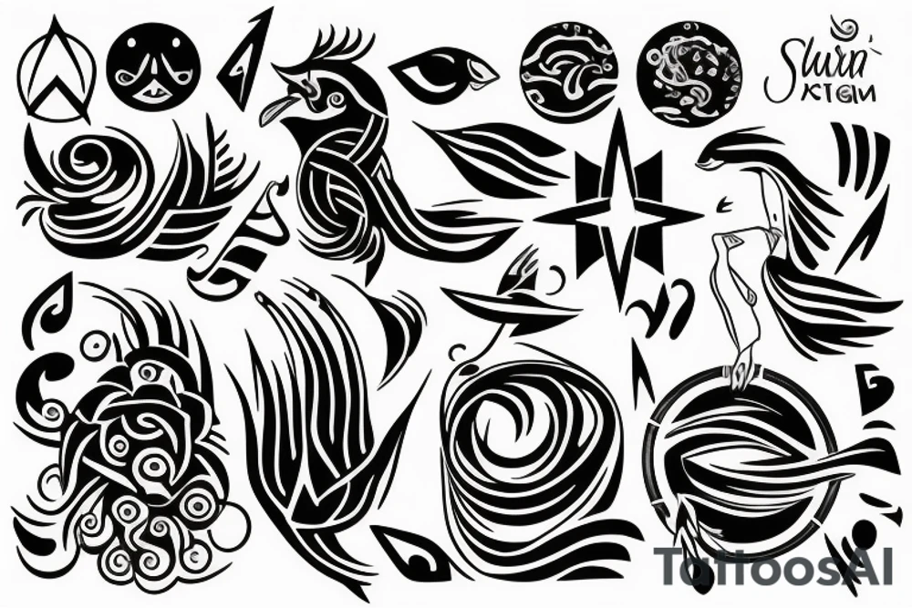 Light and sunshine or symbols of water or symbols of Freedom tattoo idea