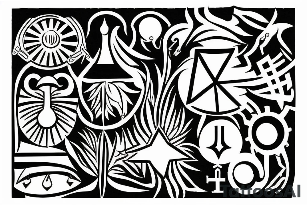 Light and sunshine or symbols of water or symbols of Freedom tattoo idea