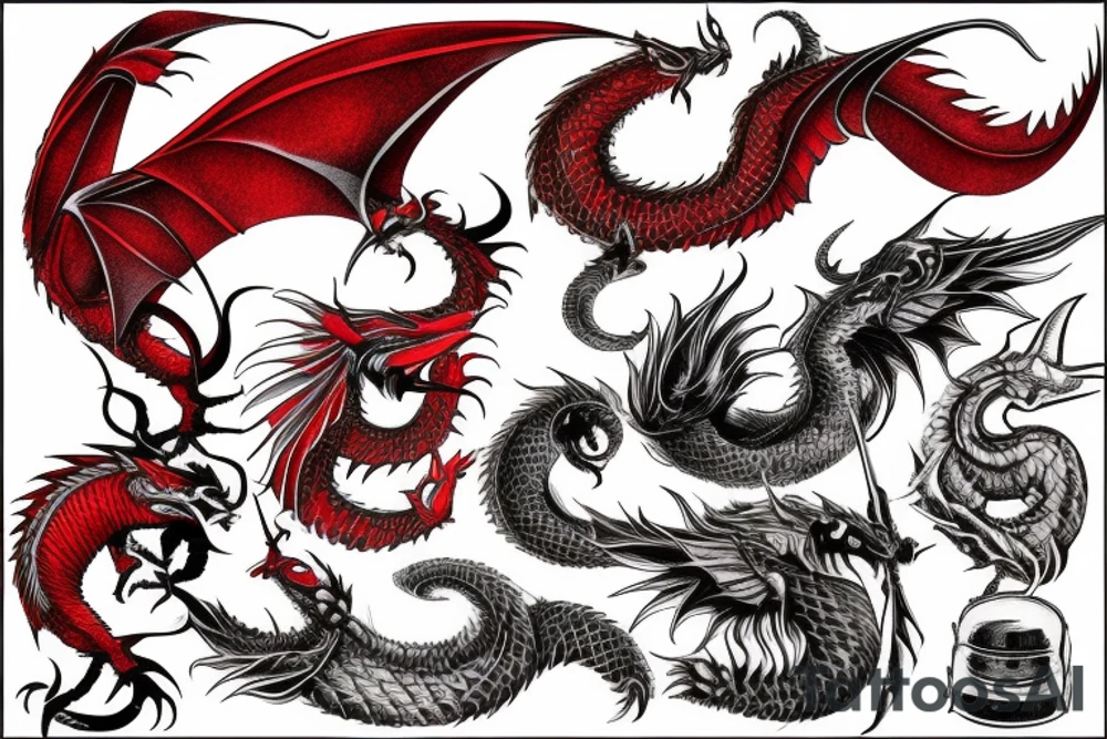 The red dragon wraps around the whole arm tattoo idea