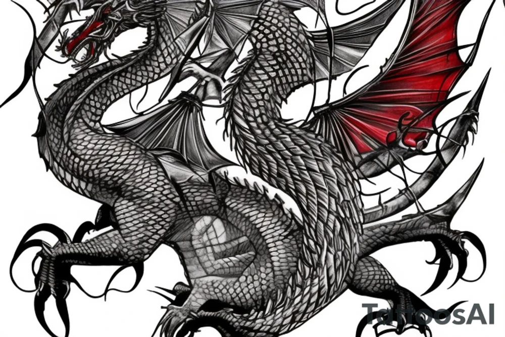 The red dragon wraps around the whole arm tattoo idea