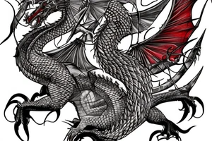 The red dragon wraps around the whole arm tattoo idea