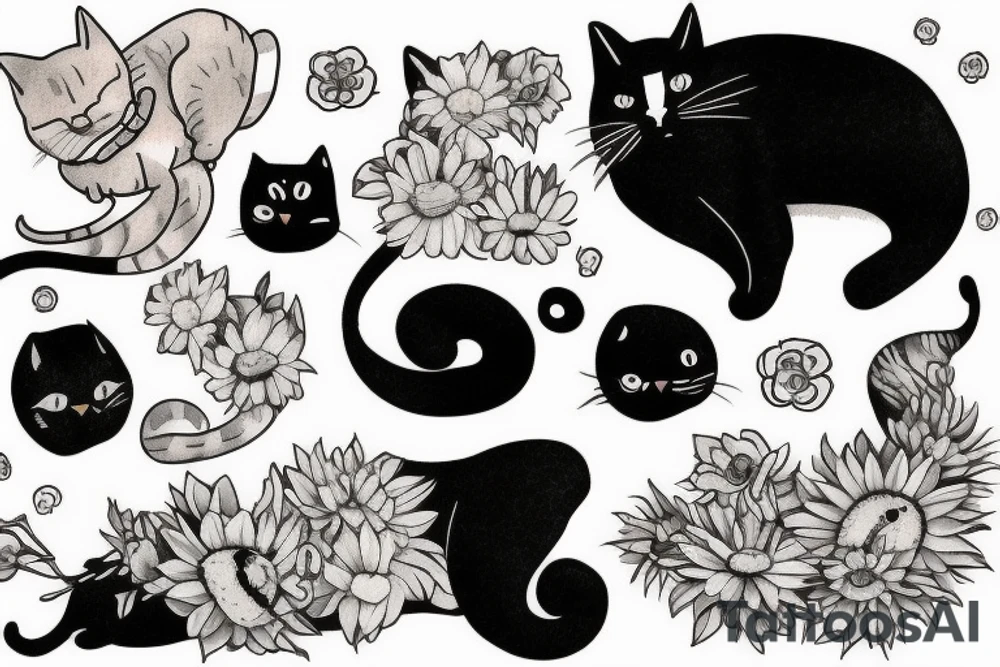 sleeping cat tattoo idea