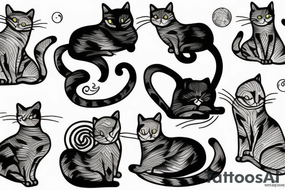 sleeping cat tattoo idea