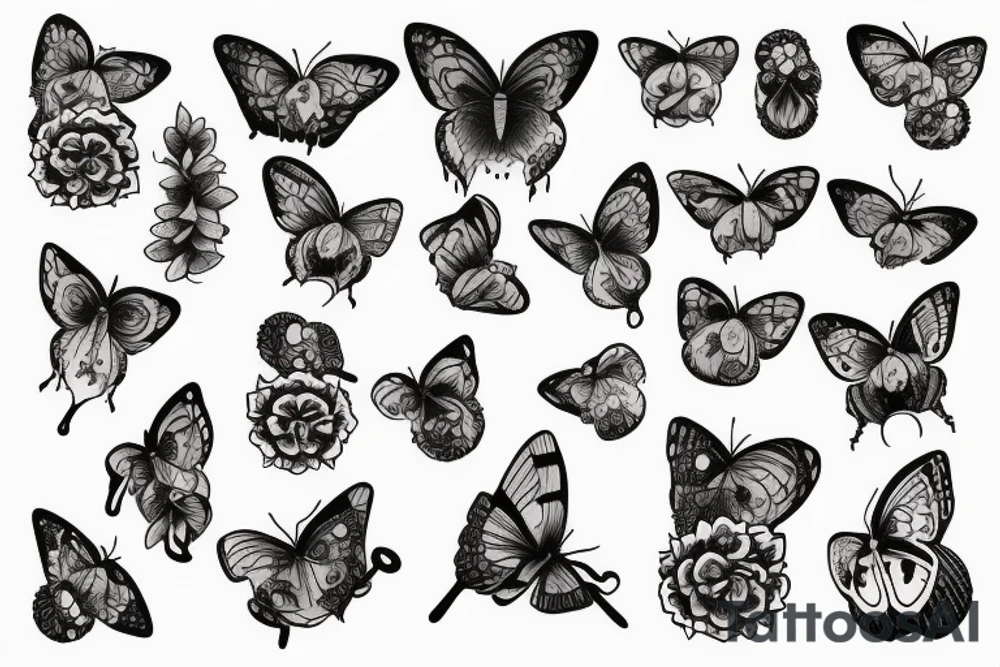 Papillon drink vine tattoo idea