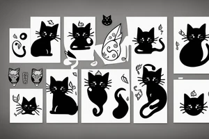 Black cat with long tail tattoo idea