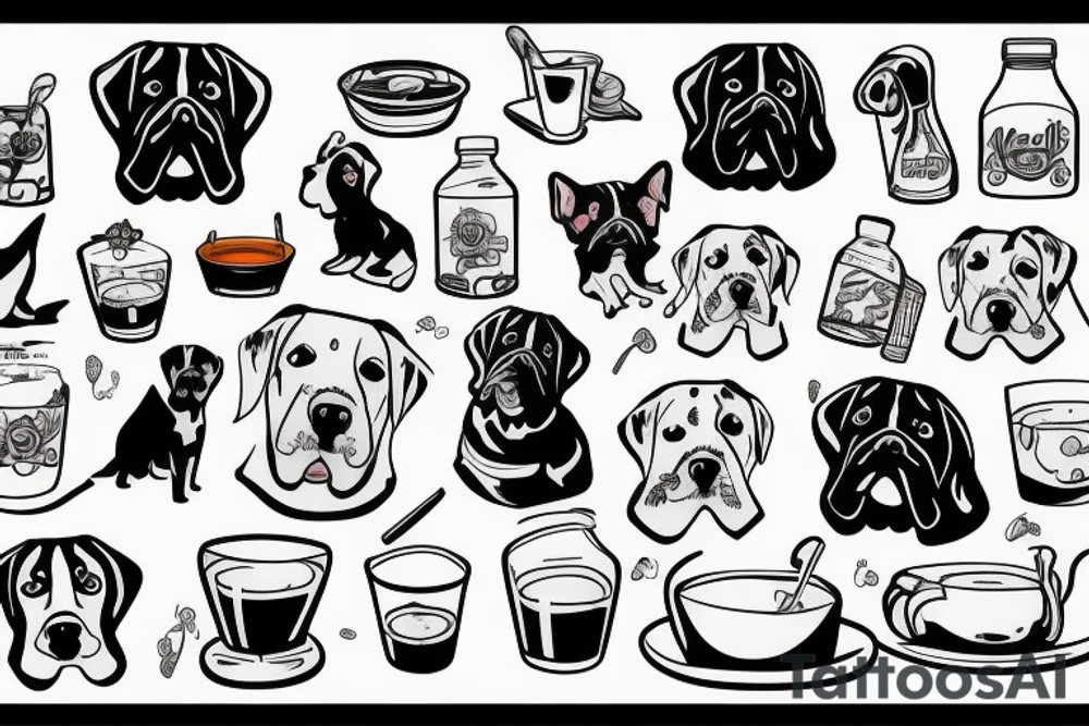 Dog drink béer tattoo idea