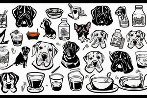 Dog drink béer tattoo idea