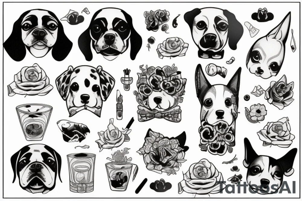 Dog drink béer tattoo idea
