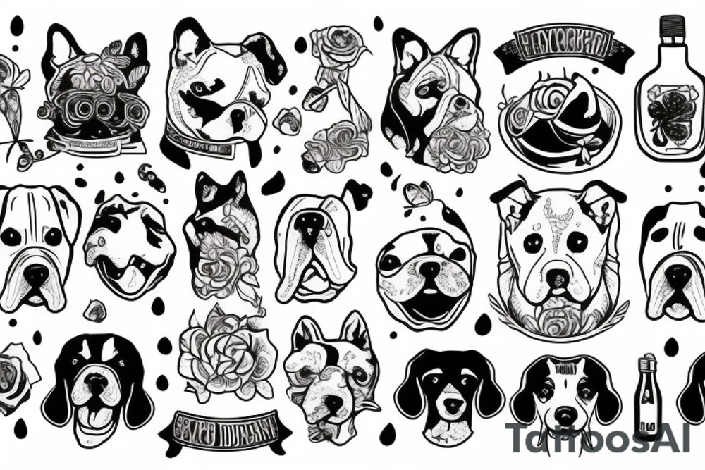 Dog drink béer tattoo idea