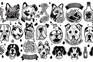 Dog drink béer tattoo idea
