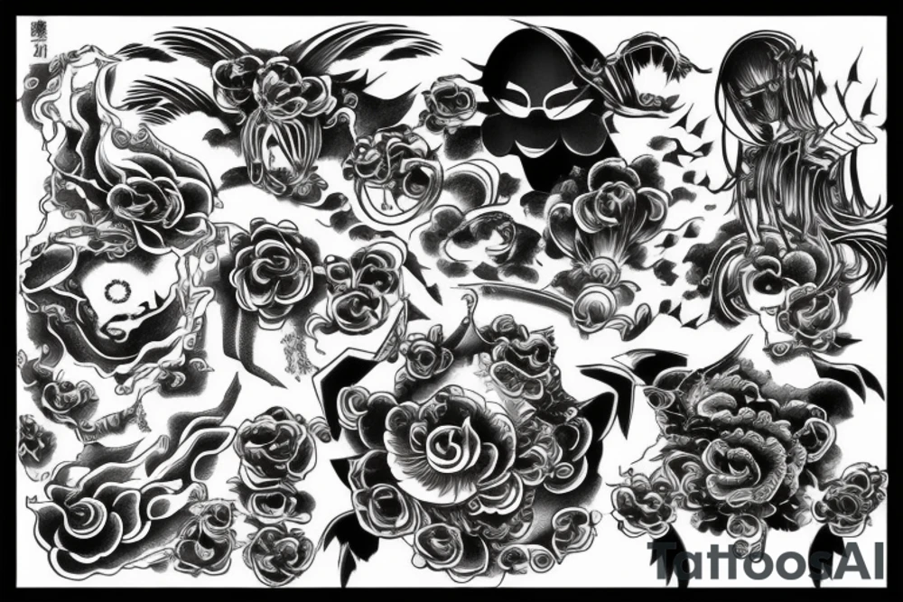 melancholy abstract japanese metall style tattoo idea