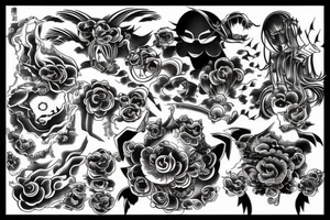 melancholy abstract japanese metall style tattoo idea