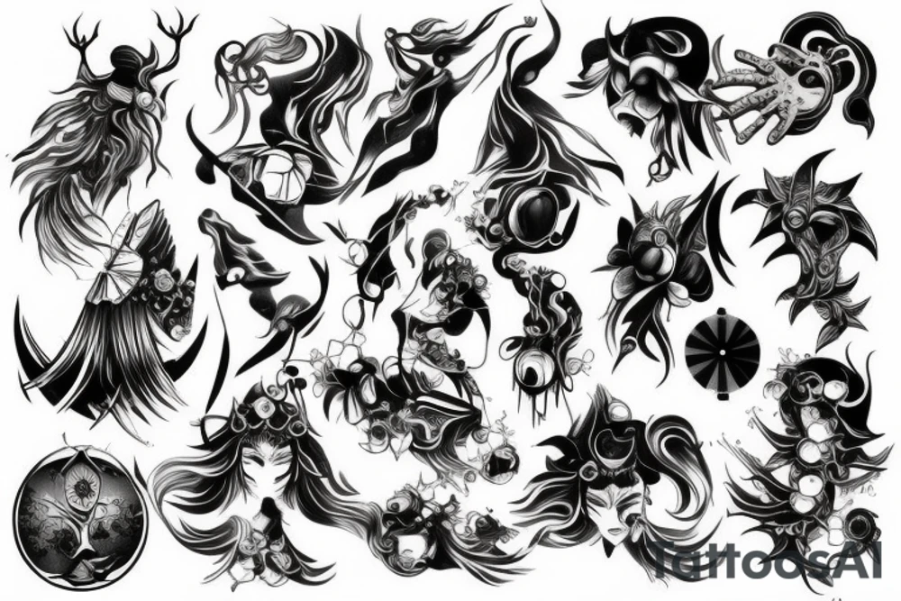 melancholy abstract japanese metall style tattoo idea