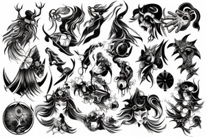 melancholy abstract japanese metall style tattoo idea